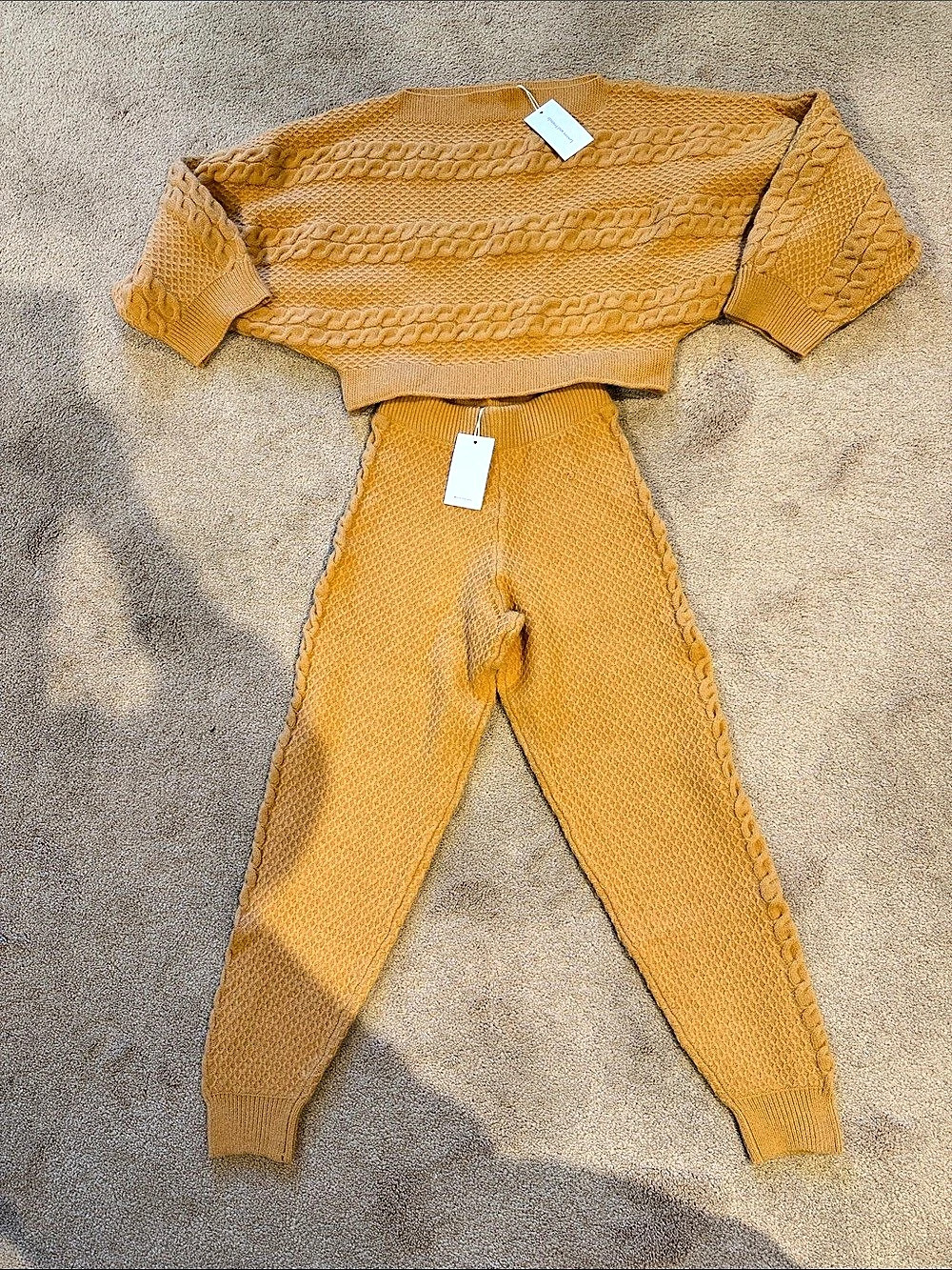 Lovers and Friends Knit Sweater Set in Yellow Size Small NWT